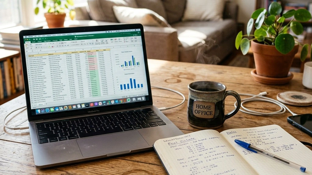 Laptop with data on a desk
